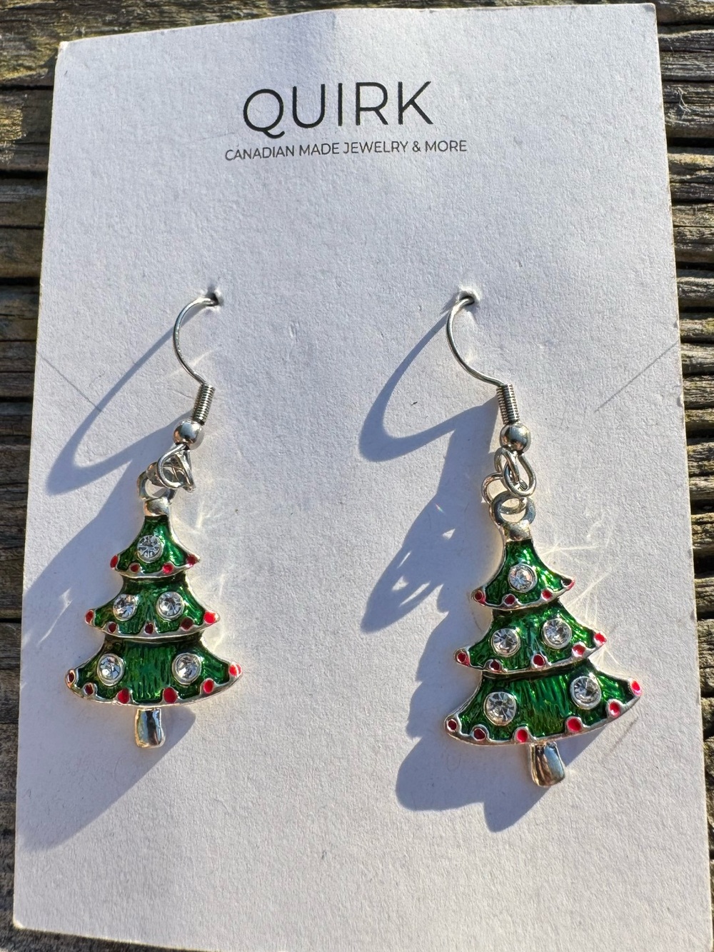 QUIRK Green & Red Christmas Tree Dangle Earrings
